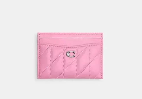 Coach pink quilted card holder