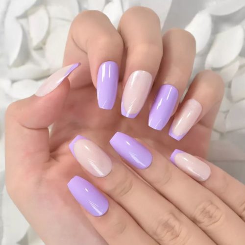 Purple French nails from Etsy