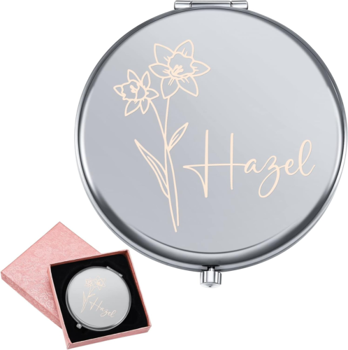 Personalized compact mirror in circle shape