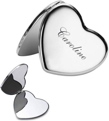 Personalized engraved heart shaped mirror