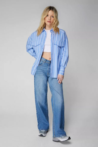 Nasty Gal Button Down Striped Shirt