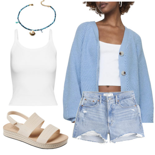 Spring College Outfit Ideas Jean Shorts Cardigan