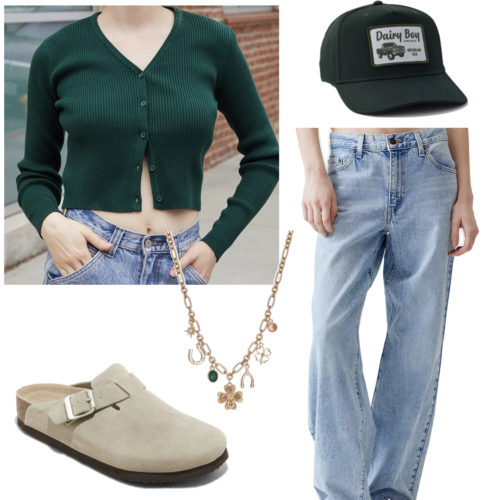 Spring College Outfits Jeans Cardigan Hat