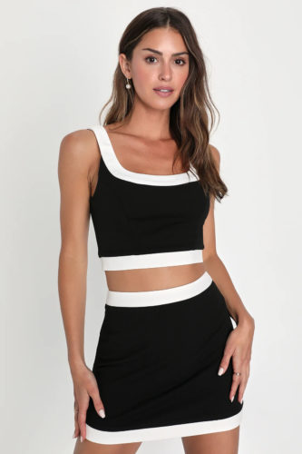 Lulus BW Skirt Top Set