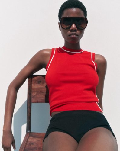 Zara Red White Knit Top