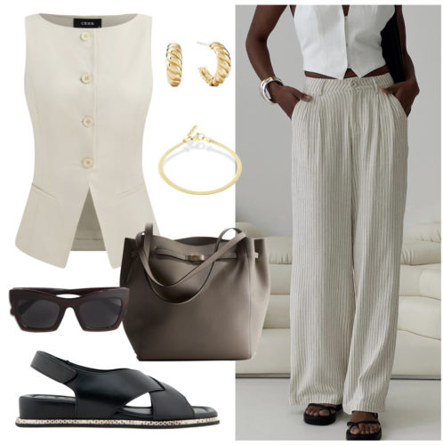 Work Outfit Linen Pants and Vest