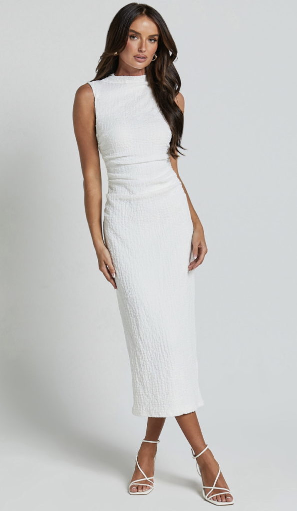 Showpo white high neck midi dress