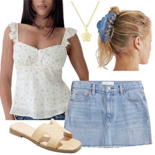 Spring College Outfit Denim Mini Skirt