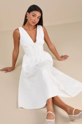 lulus cotton poplin midi dress