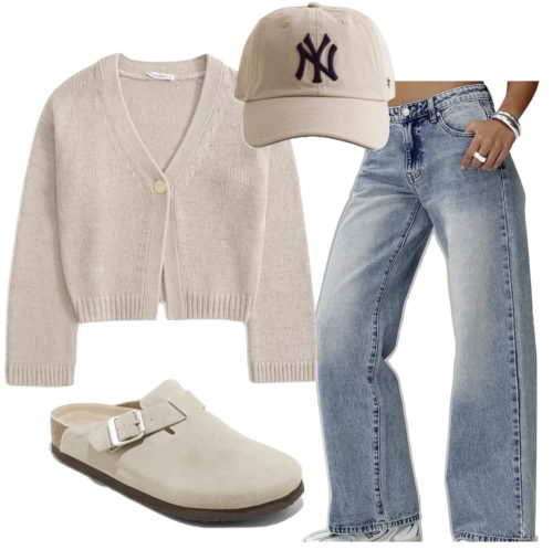 spring college outfit jeans cardi
