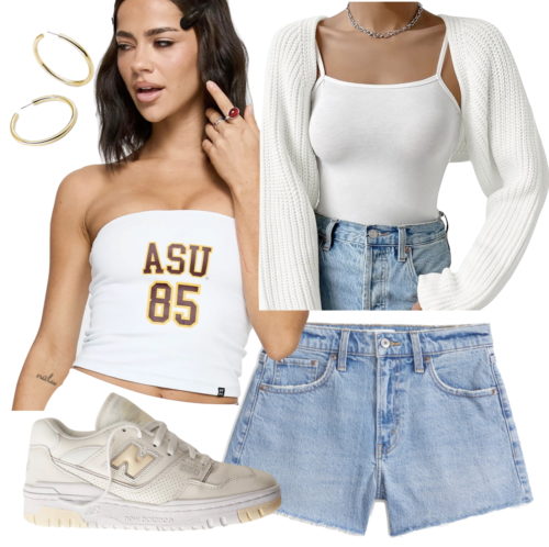 spring college outfits 2025 denim shorts