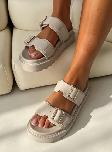 PP buckled sandals cream