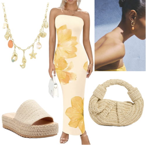 floral tube maxi dress outfit