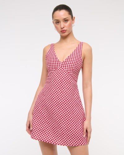 af red gingham mini dress