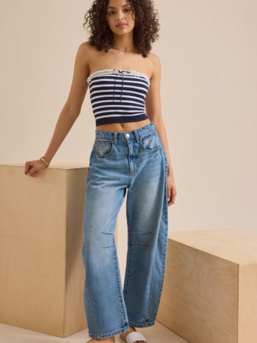 altard state striped strapless top