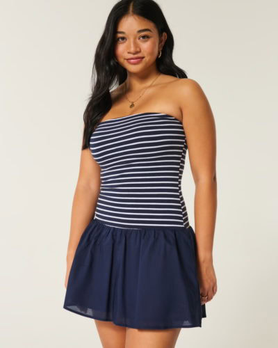 hollister strapless striped mini dress