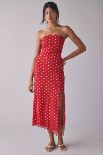 uo polka dot midi dress