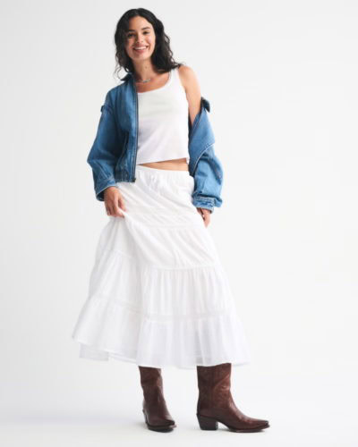 af white tiered maxi skirt