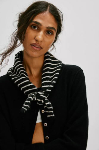 fp bw stripe knit triangle scarf