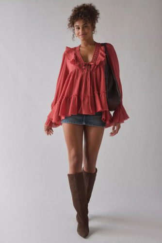 uo ruffle babydoll blouse
