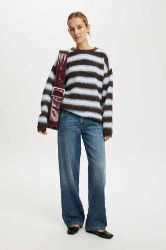 cotton on brown light blue stripe sweater