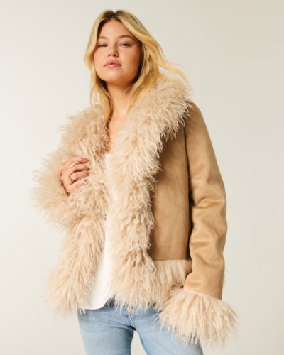 hollister faux fur shearling jacket