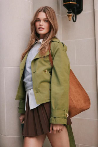 lulus green crop trench coat