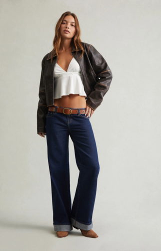 pacsun dark cuffed baggy jeans
