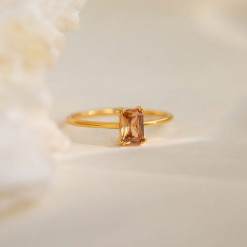 emerald cut citrine ring