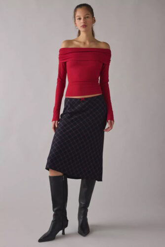 uo red off the shoulder top