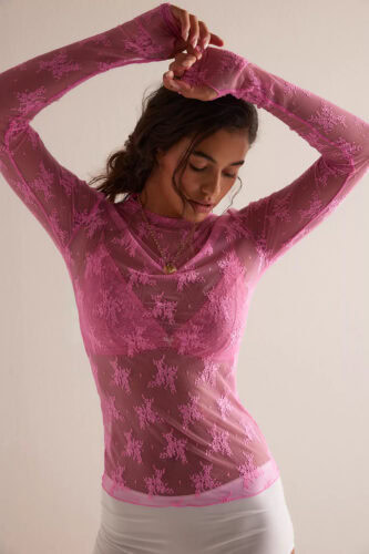 FP pink lace mesh top