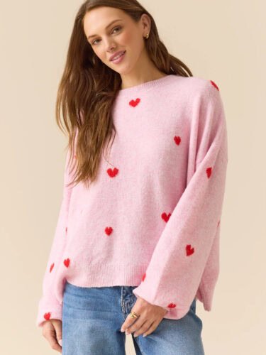 altard state pink heart print sweater