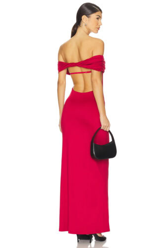 revolve red open back maxi dress