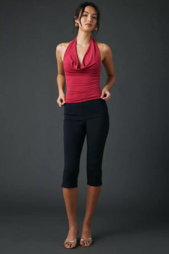 uo red cowl halter top