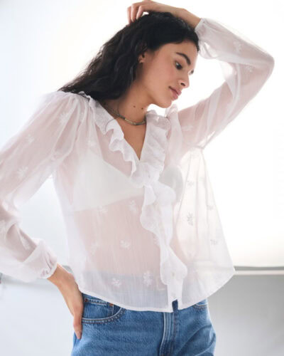 AF sheer white embroidered blouse