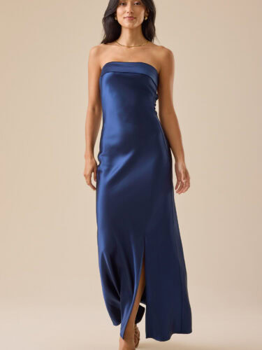 altard state satin maxi strapless dress