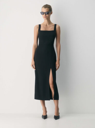 artizia black slit midi dress