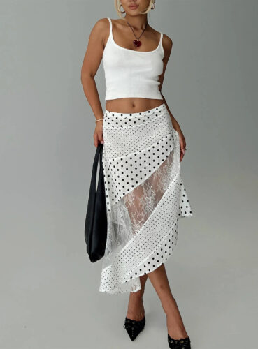 pp polka dot sheer lace skirt