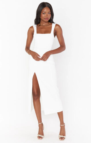 smymm white squareneck midi dress