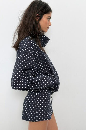 zara polka dot funnel neck jacke