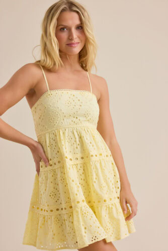 altard state yellow eyelet dress