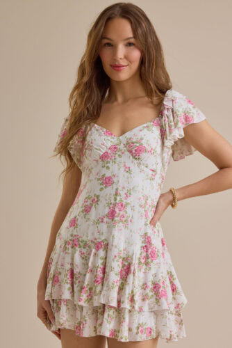 altrd state floral ruffle mini dress