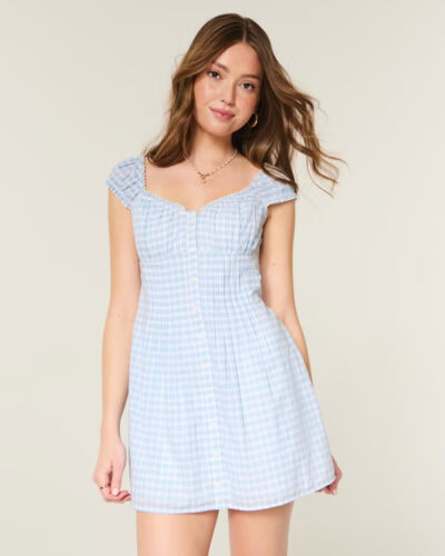 hollister blue plaid mini dress