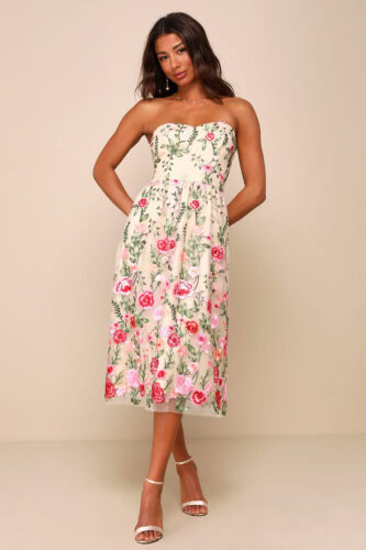 lulus embroidered floral midi dress