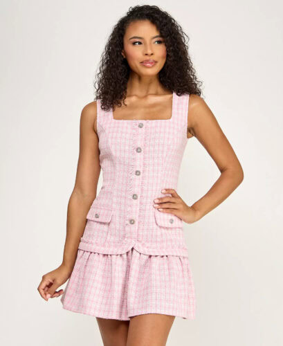 macys pink tweed dress