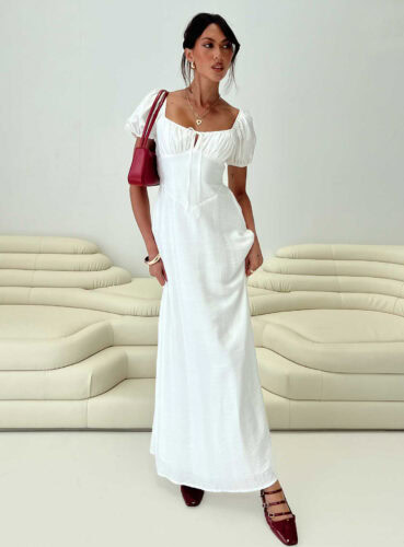 pp white v waist maxi dress