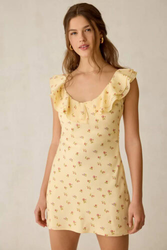 uo yellow floral slip mini dress