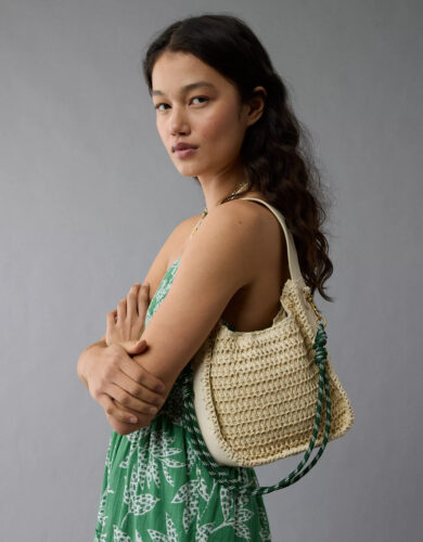 AE raffia shoulder bag