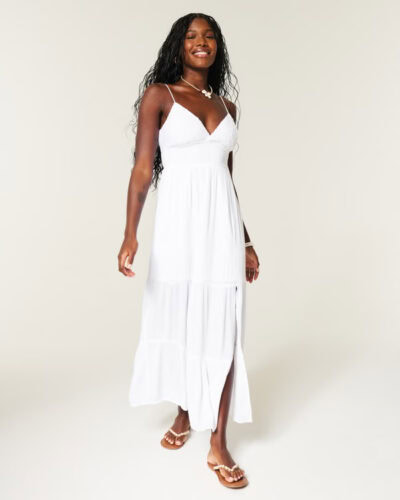 hollister white maxi dress