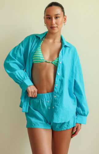 pacsun turquoise linen coverup